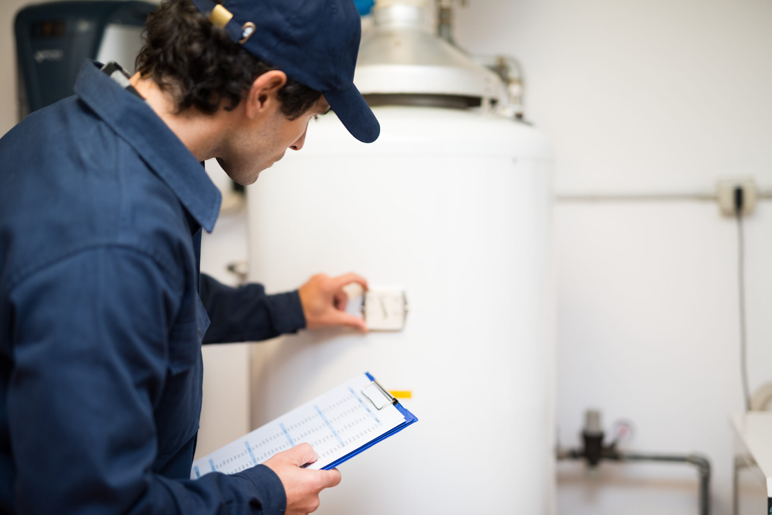 leaning water heater